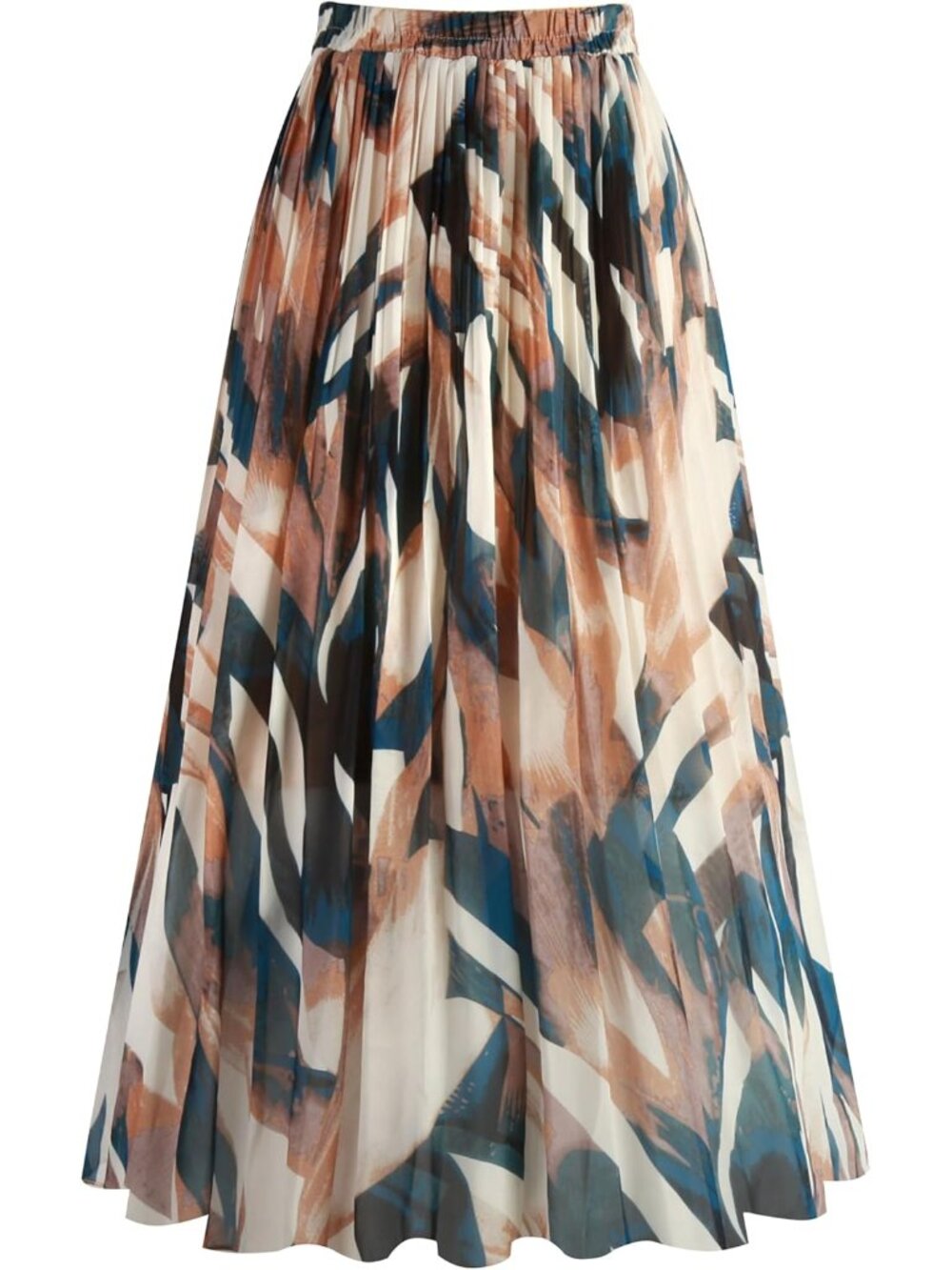 Women's Pleated Skirt Chiffon Elastic Waist A-Line Midi Length Skirt